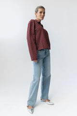 Kateri Striped Top in Burgundy