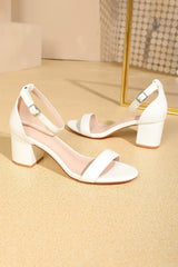 Open Toe Ankle Strap Suede Block Heel Sandals