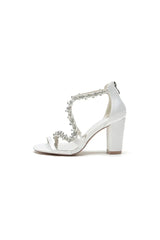 Open Point Toe Rhinestone Beaded Wedding Shoes
