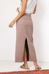 Harley denim midi skirt in mauve FINAL SALE