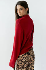 Nolan Chunky Knit Cardigan in Red FINAL SALE