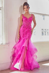 Anna Gown Fuchsia Mermaid Embellished Gown