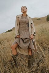 Opal Gingham Maxi Dress in Brown