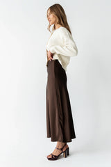 Tory Satin Maxi Skirt in Brown FINAL SALE