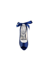 Chic Peep Toe Ribbons Faux Pearl Strap Pumps