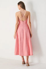PINK HAZE TWILL MIDI DRESS
