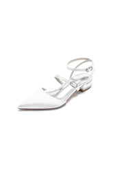 Simple Satin Pointed Toe Buckle Kitten Heels