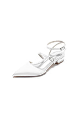 Simple Satin Pointed Toe Buckle Kitten Heels