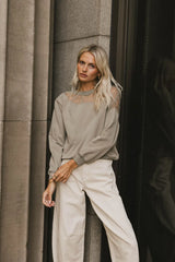 Sandry Tulle Crewneck in Olive FINAL SALE