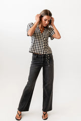 Callie Gingham Blouse in Black