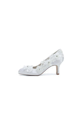 Lace Pointed Toe Chunky Heels with Beaded