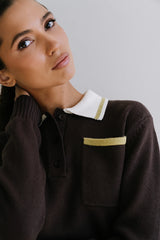 Justine Collared Sweater in Brown