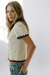 Serra Lace Trim Blouse in Ivory