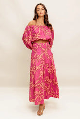 Staci Off Shoulder Top Circle Midi Skirt Set