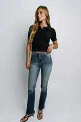 Halle Cable Knit Top in Navy