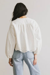 Violet Embroidered Blouse in White FINAL SALE