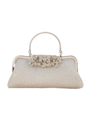 Womens Flower Rhinestones Top Handle Evening Clutch Bags