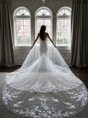 Non traditional Wedding Veil Floral Lace Cathedral Veil Bridal Veil