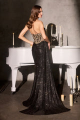Evangeline Gown Strapless Glitter Lace Dress