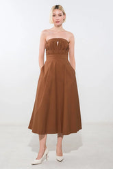 MYSTIC MIDI DRESS STRAPLESS COTTON DRESS