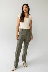 Gracie Straight Leg Pants in Olive FINAL SALE