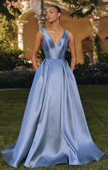 ANDERSYN GOWN MIKADO SATIN A LINE DRESS WITH POCKETS