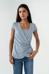 Brenda Cross Top in Blue