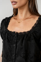 Hadley Embroidered Blouse in Black FINAL SALE