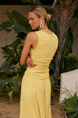 Kandi Ruched Maxi Dress in Yellow