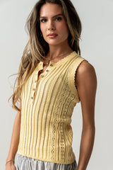 Lina Pointelle Knit Tank in Yellow