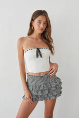 Pearl Ruffle Gingham Skort