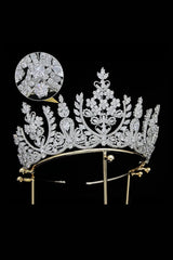 Silver Cubic Zirconia Tall Queen Round Tiara