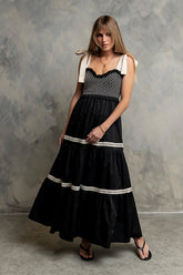Mollie Tiered Maxi Dress in Black