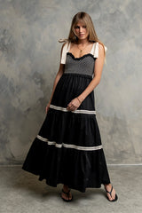 Mollie Tiered Maxi Dress in Black