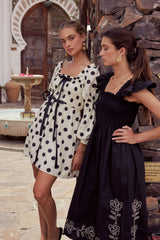 Lane Embroidered Midi Dress in Black FINAL SALE
