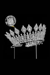 Silver Large 5A Cubic Zirconia Round Tiara