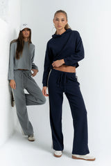 Kourtney Waffle Knit Pants in Navy