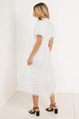 Padme Mesh Midi Dress in White FINAL SALE