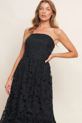 CAREFREE NIGHTS LACE MIDI DRESS BLACK FINAL SALE
