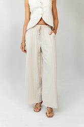 Lucy Striped Baggy Pants in Natural