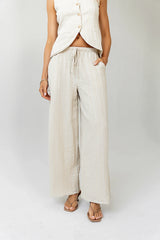 Lucy Striped Baggy Pants in Natural