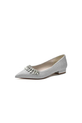 Pointed Toe Glitter Low Heels With Rhinestone