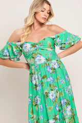 FRESH BLOSSOM GREEN FLORAL MAXI DRESS