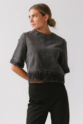 Jana Denim Top in Black