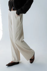 Ronda Ribbed Wide Leg Pants in Oatmeal
