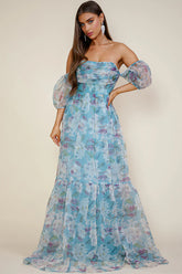 Breezy Maxi Dress Floral Blue Organza