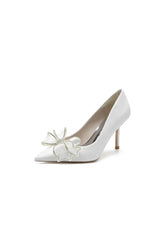 Womens Wedding Shoes Pointed Toe Stiletto Heels With Bow