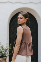 Alice Pintuck Top in Brown