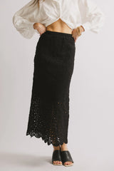 Nanet Crocheted Maxi Skirt in Black FINAL SALE