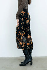Carly Mesh Midi Skirt in Black